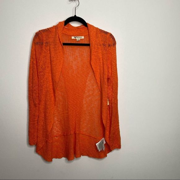 Roxy Open Knit Orange Cardigan NWT - Picture 2 of 13